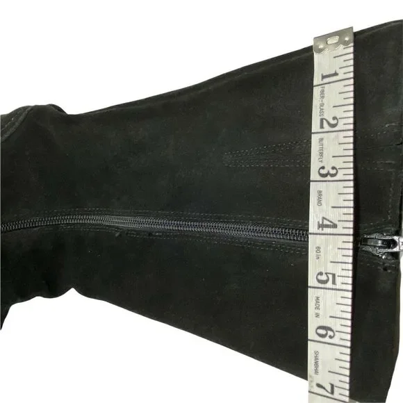 Kitten Heel Boots Vintage La Canadienne Women's Black Suede Square Toe sz 10 M - Picture 10 of 16